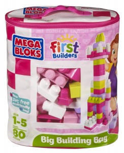 Mega Bloks Big Building Bag, 80-Piece (Pink)