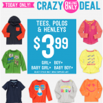 Crazy 8 Tees, Polos & Henleys Just $3.99