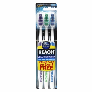 REACH Toothbrushes FIRM & SOFT with Advanced Design & Plaque Defense