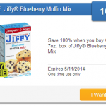 New Saving Star Friday Freebie Offer – 100% Cash Back On Jiffy Blueberry Muffin Mix!