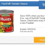 New Saving Star Friday Freebie Offer – 100% Cash Back On Hunt’s Tomato Sauce