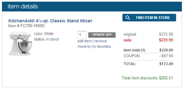 JCP KitchenAid Checkout