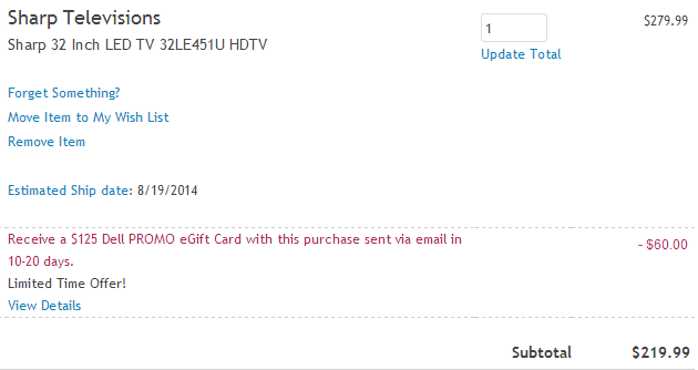 Sharp TV checkout