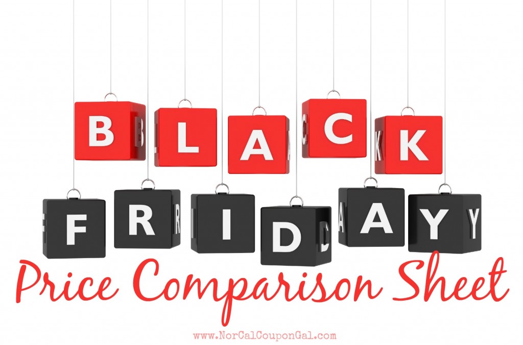 Black Friday Price Comparison Sheet
