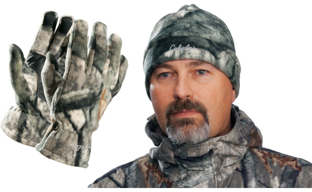 Cabela's Camo Polar-Weight Fleece Gloves Hat Combo