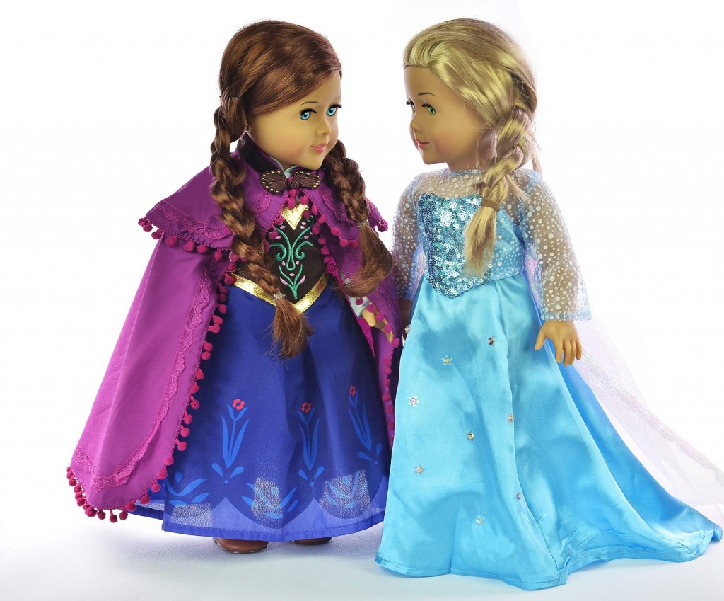 Ebuddy ® Elsa and Anna Sparkle Princess Dress Fits 18 Inch Girl Doll (FBA)