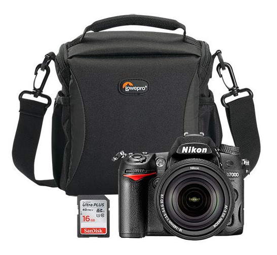 Nikon D7000 DSLR Camera with 18-140mm VR Lens, Free Lowepro Format 160 Camera Bag & SanDisk Ultra Plus 16GB Memory Card