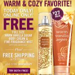 New Bath & Body Works Coupon – Two FREE Full Size Warm Vanilla Sugar Items With ANY Purchase!