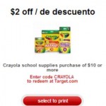 New Crayola School Supply Target Coupon