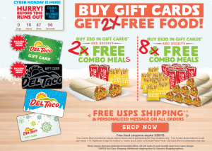 FREE Combo Meals For Del Taco Gift Card Purchases